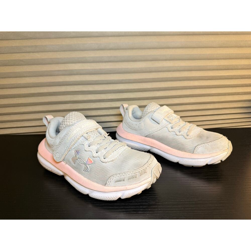Under Armour Assert Toddler Girls Running Shoes Gray Pink Hook Loop Size 12K - Picture 2 of 11